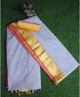 Mangalagiri Cotton Saree - Light Steel Blue - M860