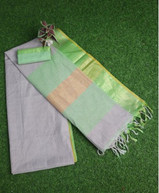 Mangalagiri Cotton Saree - Light Green Color - M86...