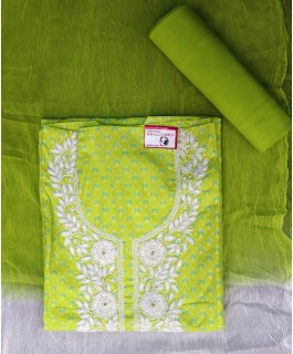 Jaipur Cotton Dress Material - Parrot Green Colour...