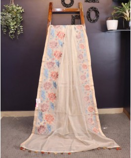Pure Tussar Cora Saree - Light Cream Color - N920