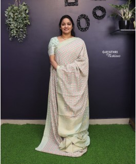 Same Georgette self checks design Saree - light gr...