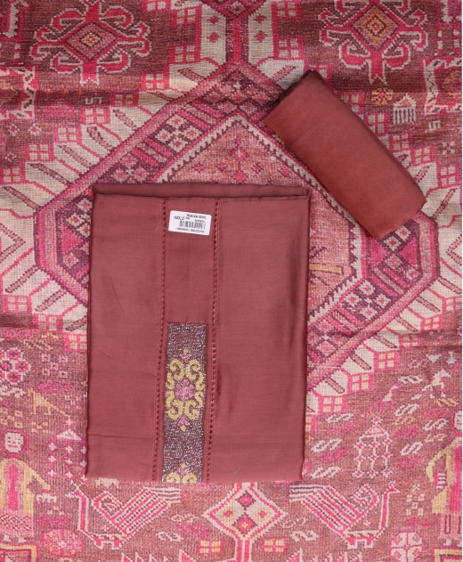 Chanderi dress materials - Rust Color - G700