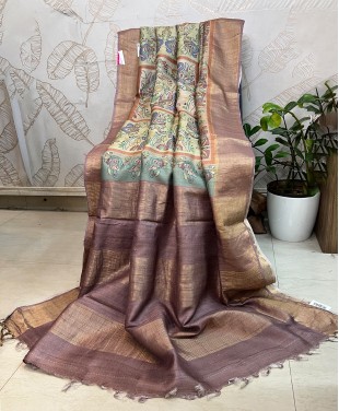 Pure Tussar Saree - Light Brown Color - Ss22